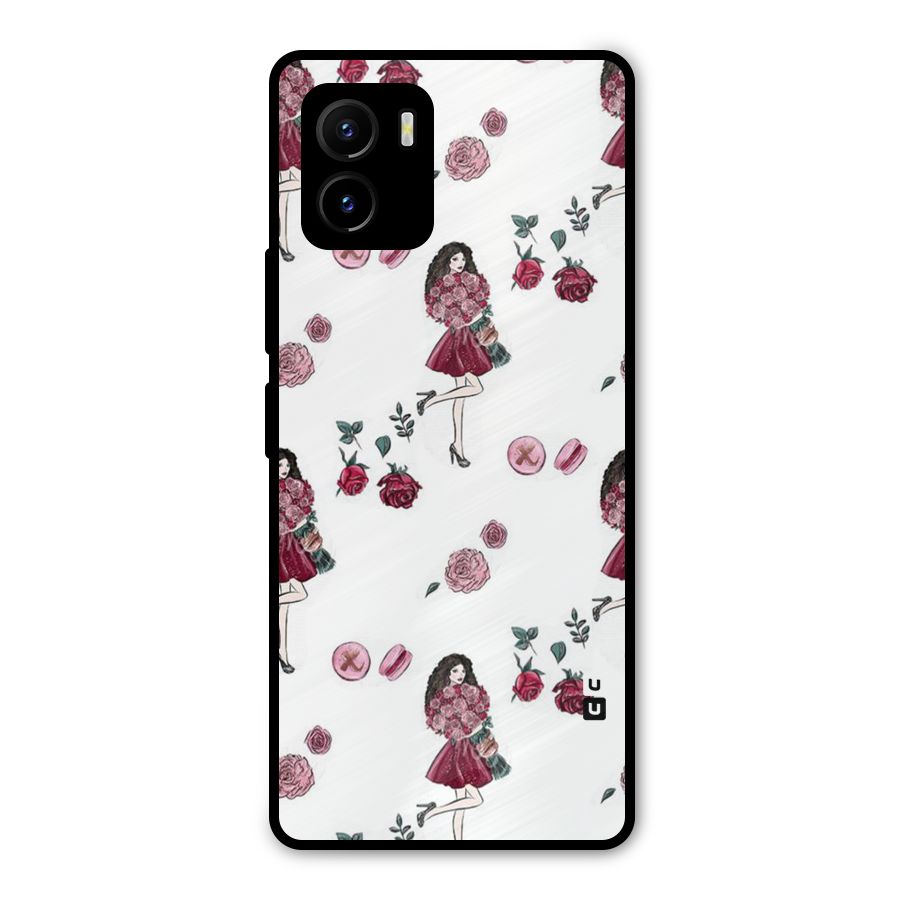 Girl With Flowers Metal Back Case for Vivo Y15s