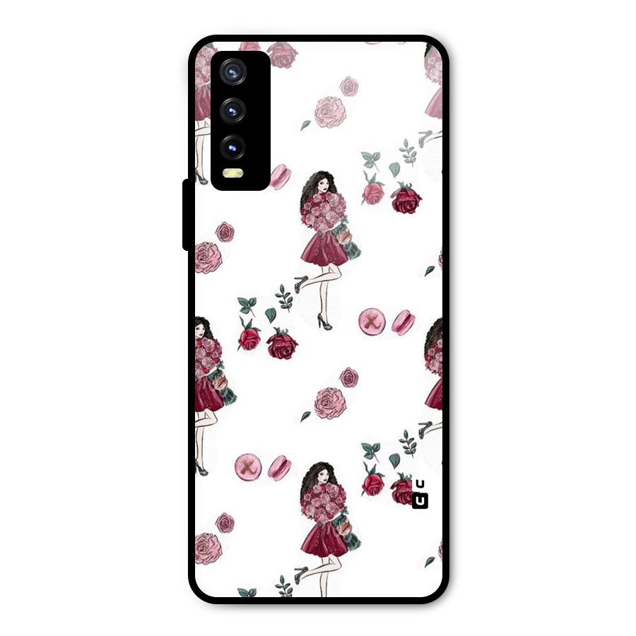 Girl With Flowers Metal Back Case for Vivo Y20i