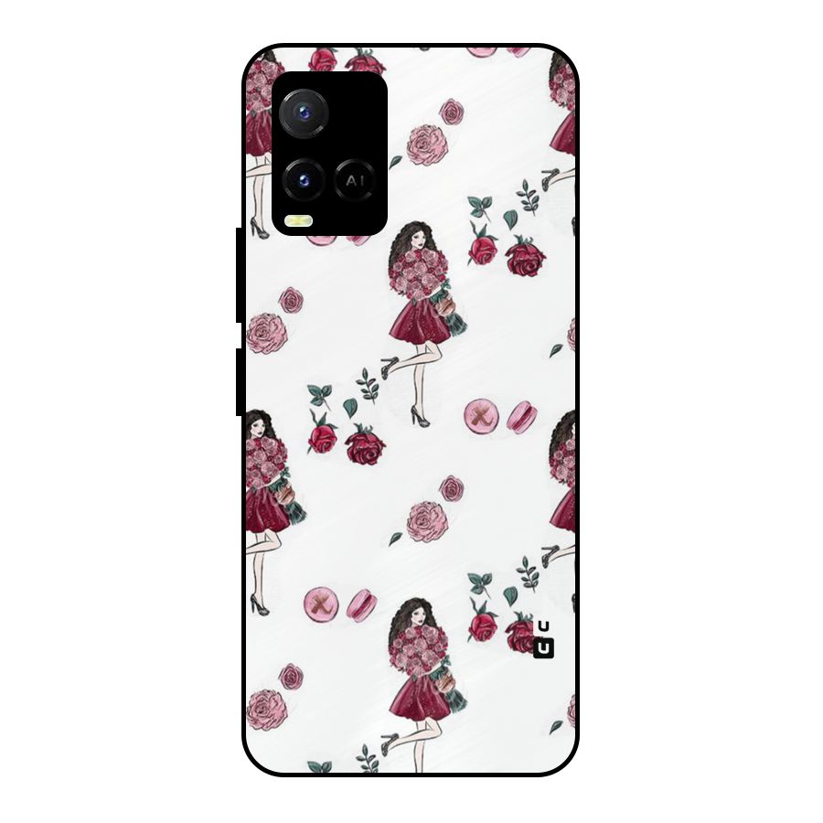 Girl With Flowers Metal Back Case for Vivo Y21T