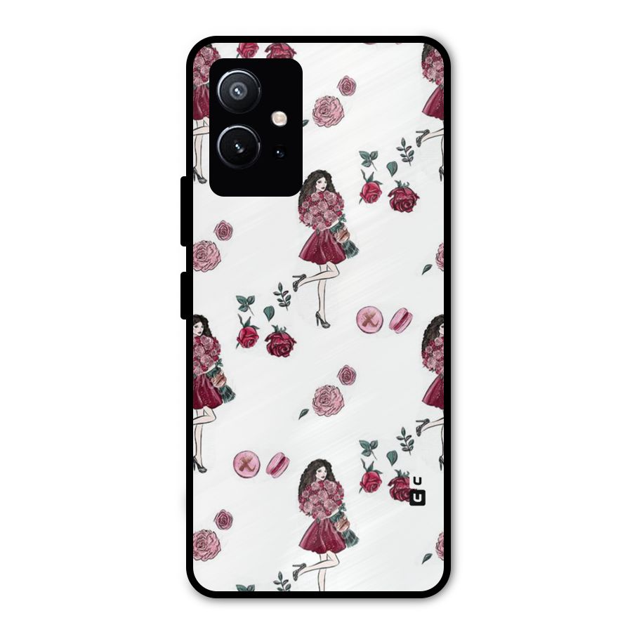 Girl With Flowers Metal Back Case for Vivo Y75 5G