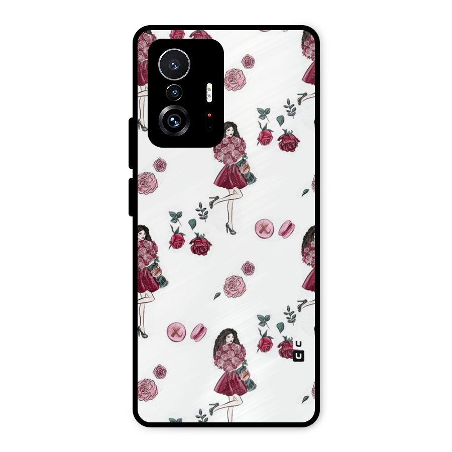 Girl With Flowers Metal Back Case for Xiaomi 11T Pro
