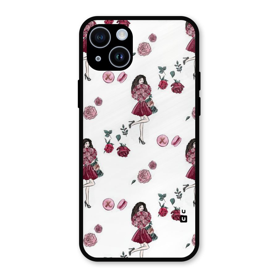 Girl With Flowers Metal Back Case for iPhone 14