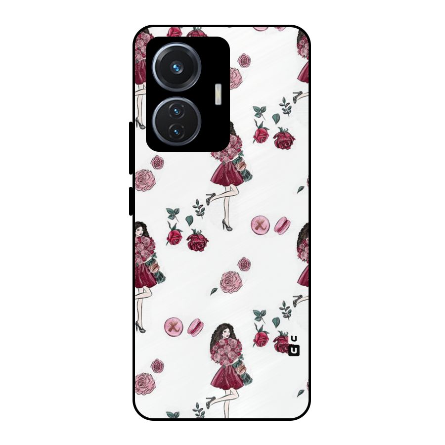 Girl With Flowers Metal Back Case for iQOO Z6 44W