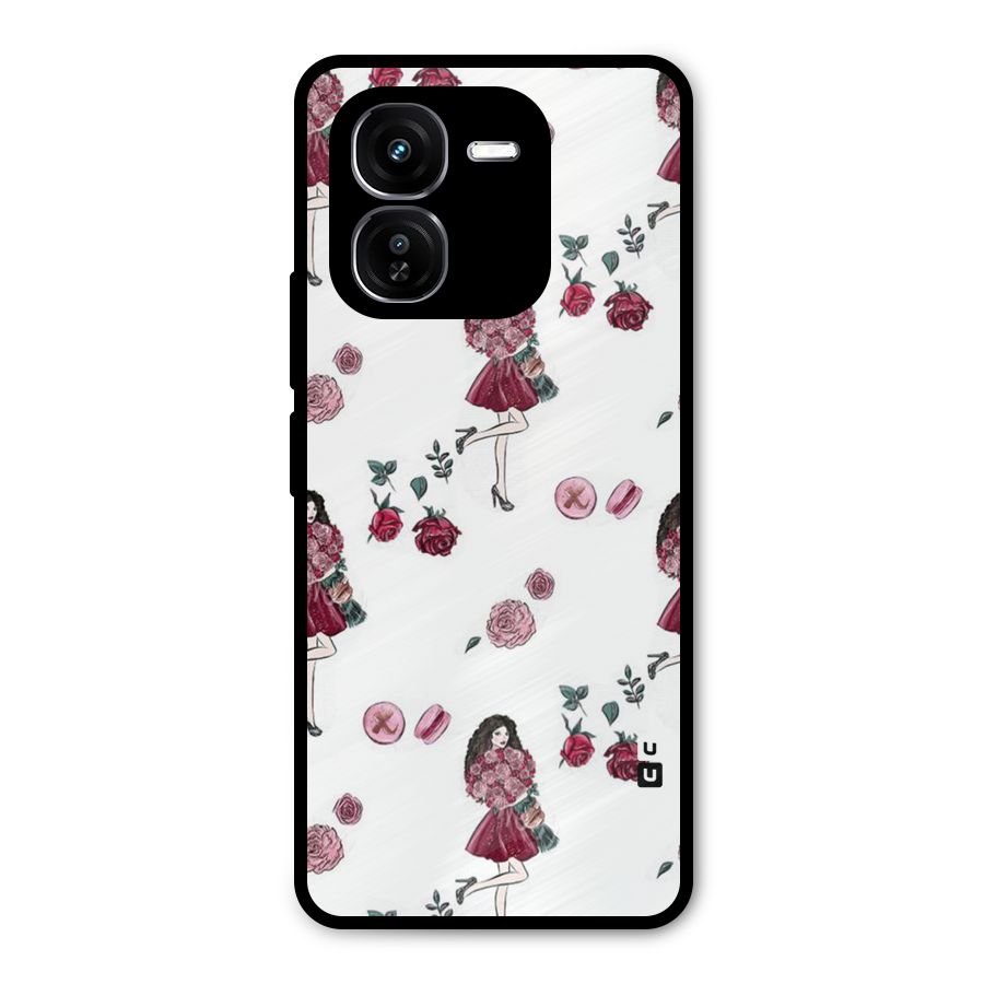 Girl With Flowers Metal Back Case for iQOO Z9x