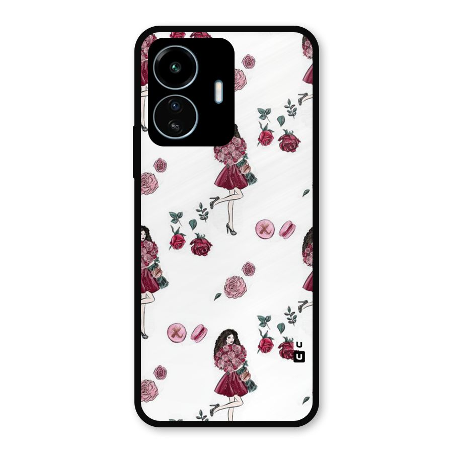 Girl With Flowers Metal Back Case for vivo iQOO Z6 Lite 5G
