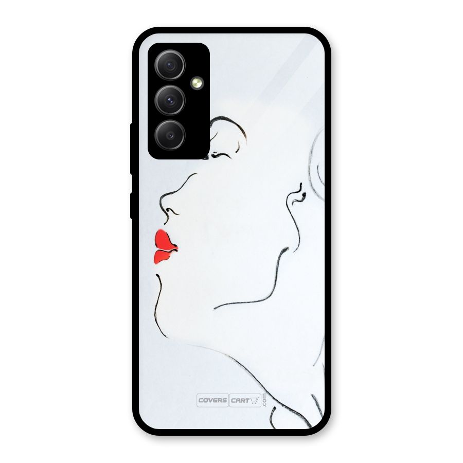 Girl in Red Lipstick Glass Back Case for Galaxy A34