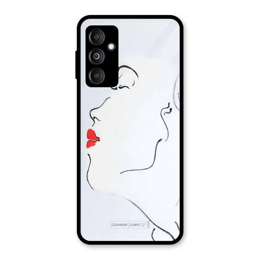 Girl in Red Lipstick Glass Back Case for Galaxy M14 5G