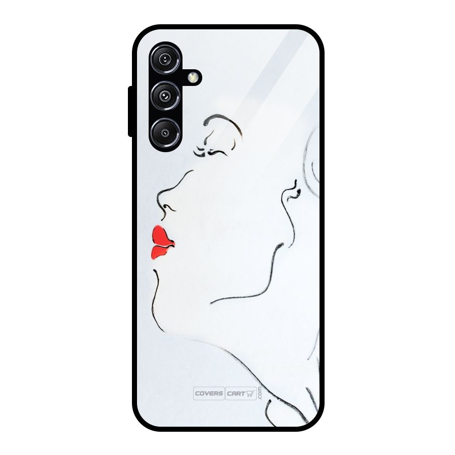 Girl in Red Lipstick Glass Back Case for Galaxy M34 5G