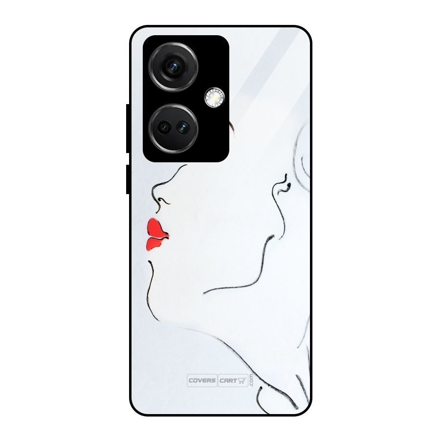 Girl in Red Lipstick Glass Back Case for OnePlus Nord CE 3 5G