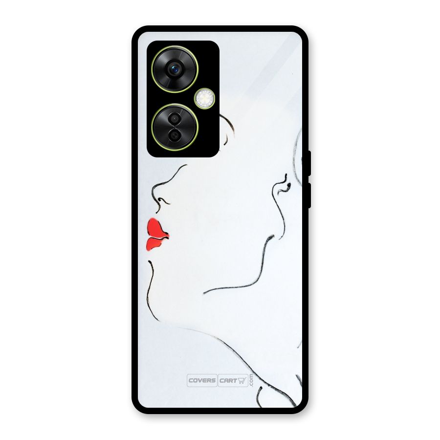 Girl in Red Lipstick Glass Back Case for OnePlus Nord CE 3 Lite