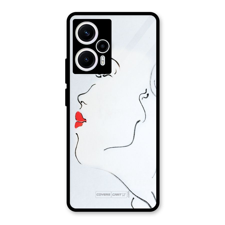 Girl in Red Lipstick Glass Back Case for Poco F5