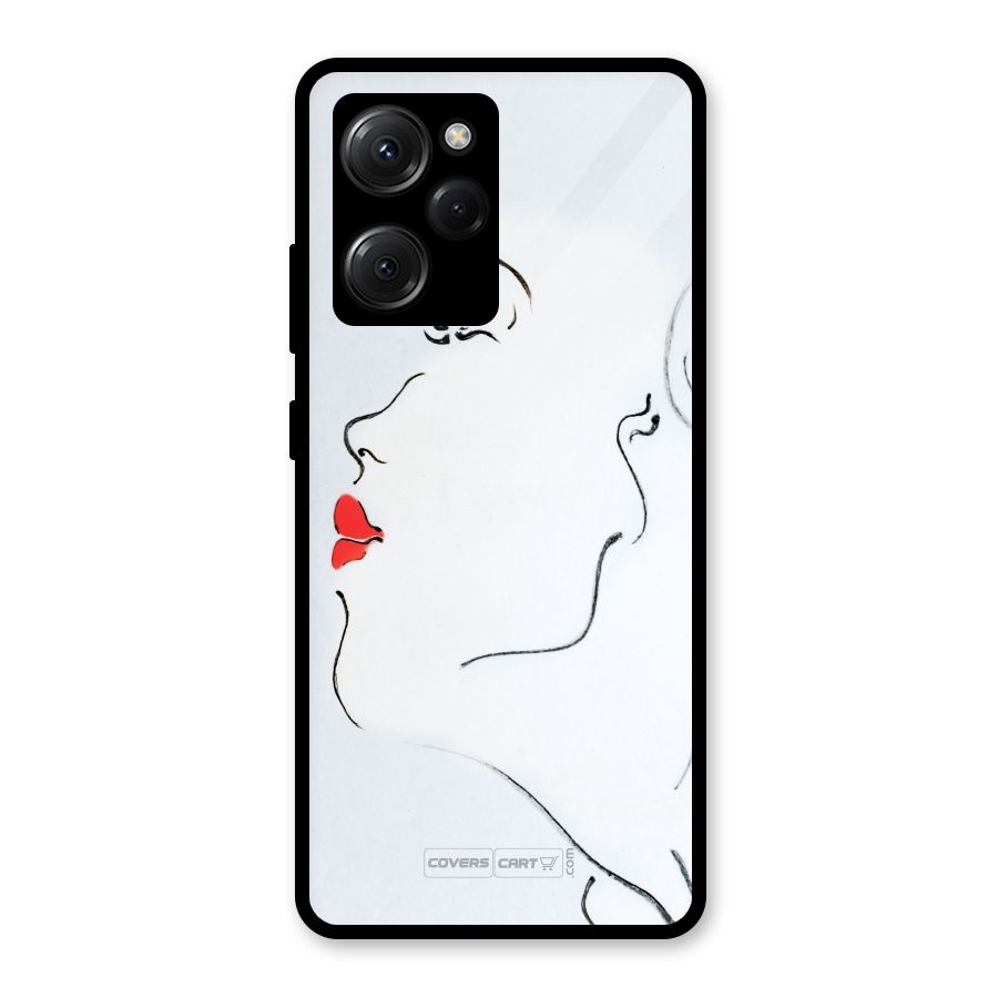 Girl in Red Lipstick Glass Back Case for Poco X5 Pro