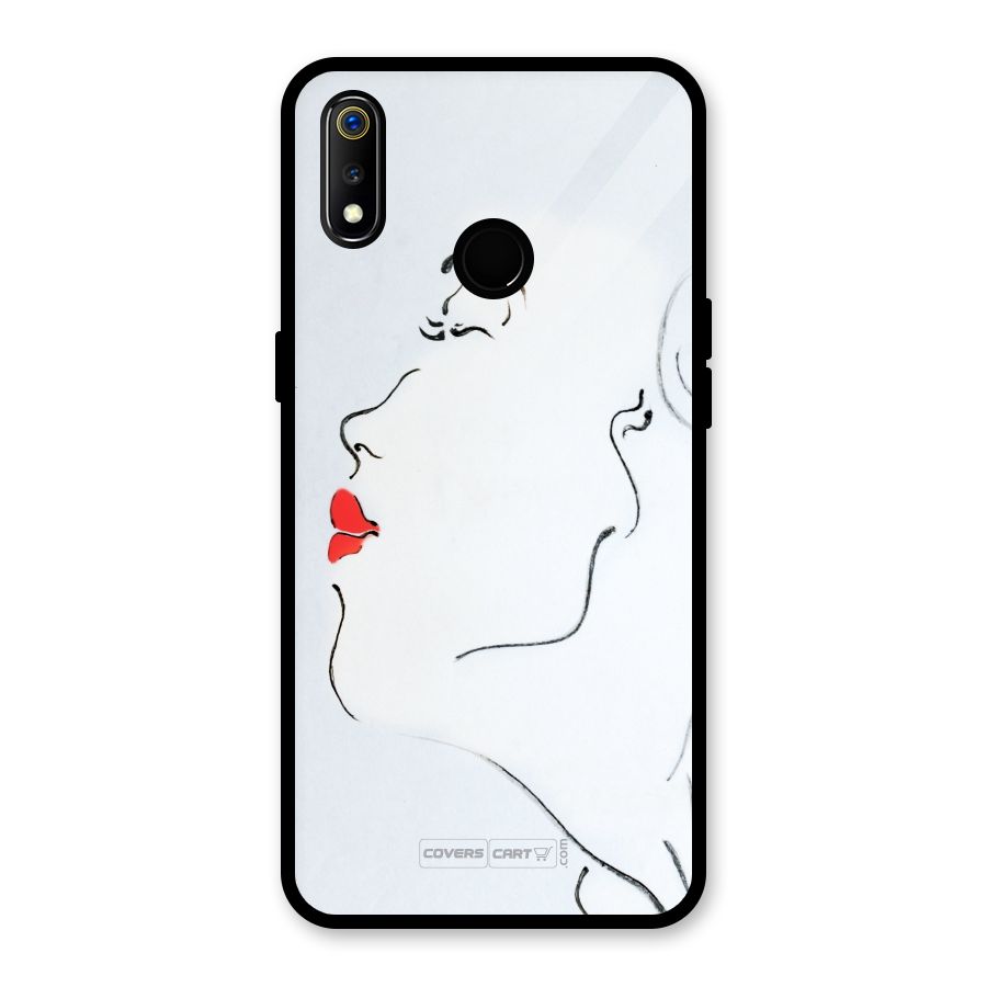 Girl in Red Lipstick Glass Back Case for Realme 3i