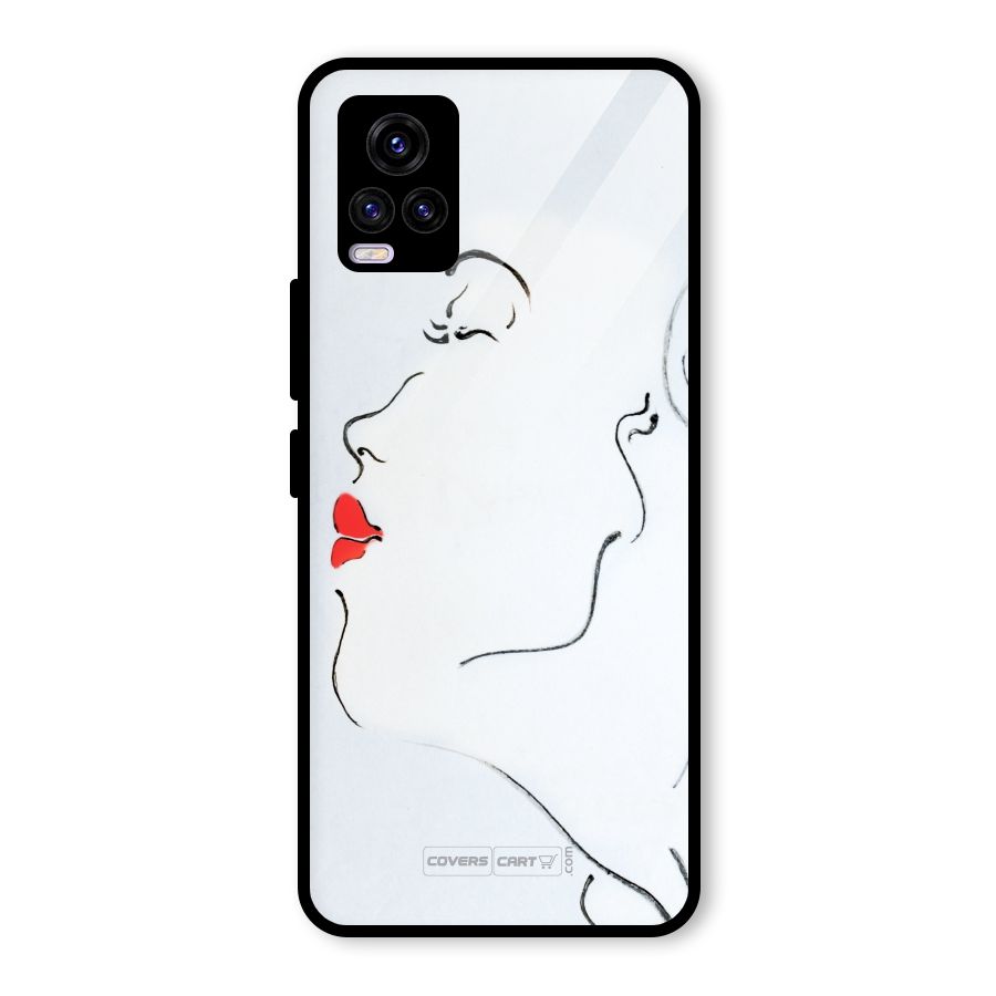 Girl in Red Lipstick Glass Back Case for Vivo V20 2021