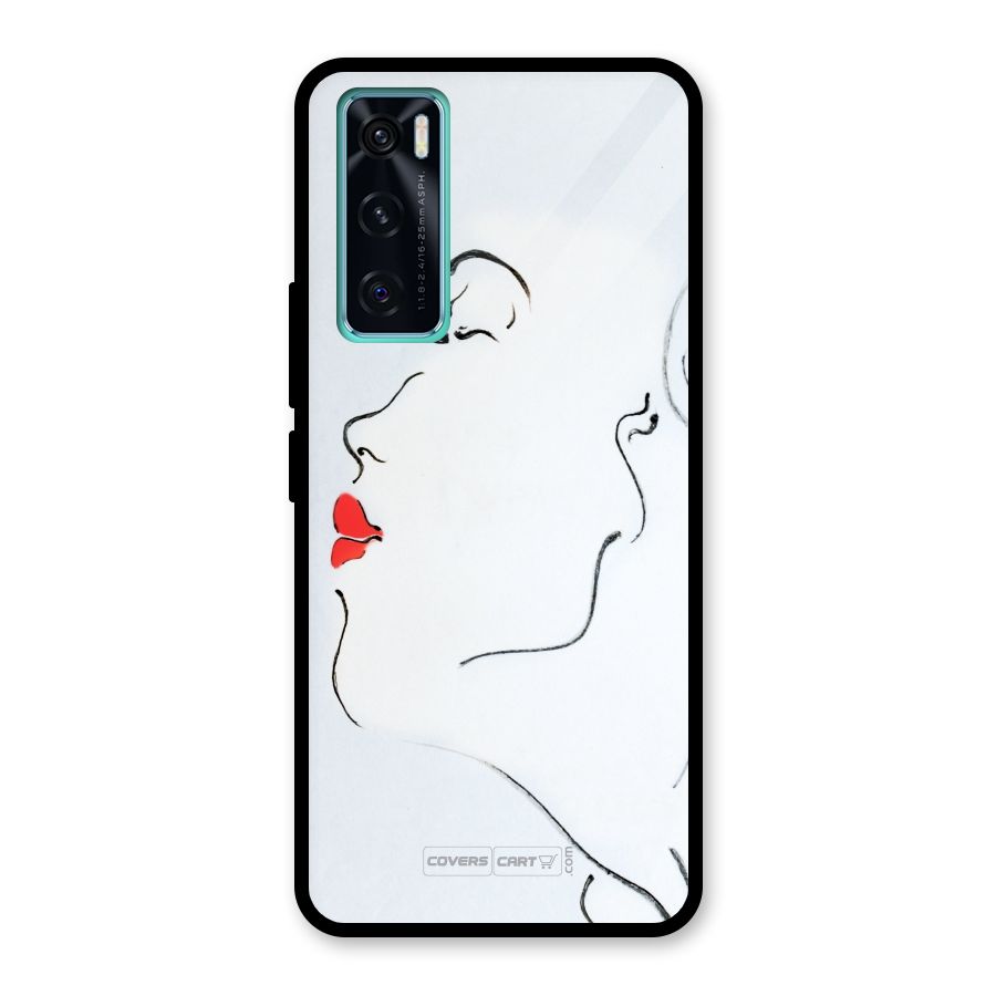 Girl in Red Lipstick Glass Back Case for Vivo V20 SE