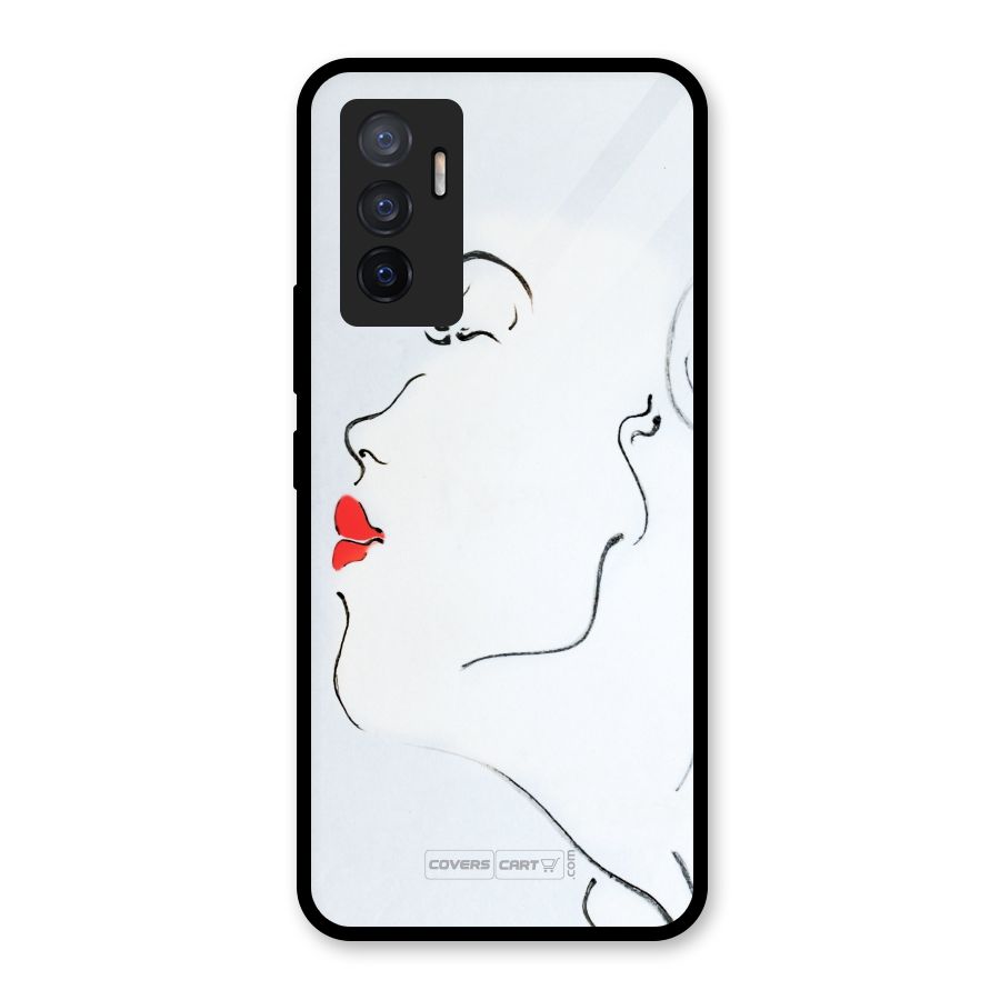 Girl in Red Lipstick Glass Back Case for Vivo V23e