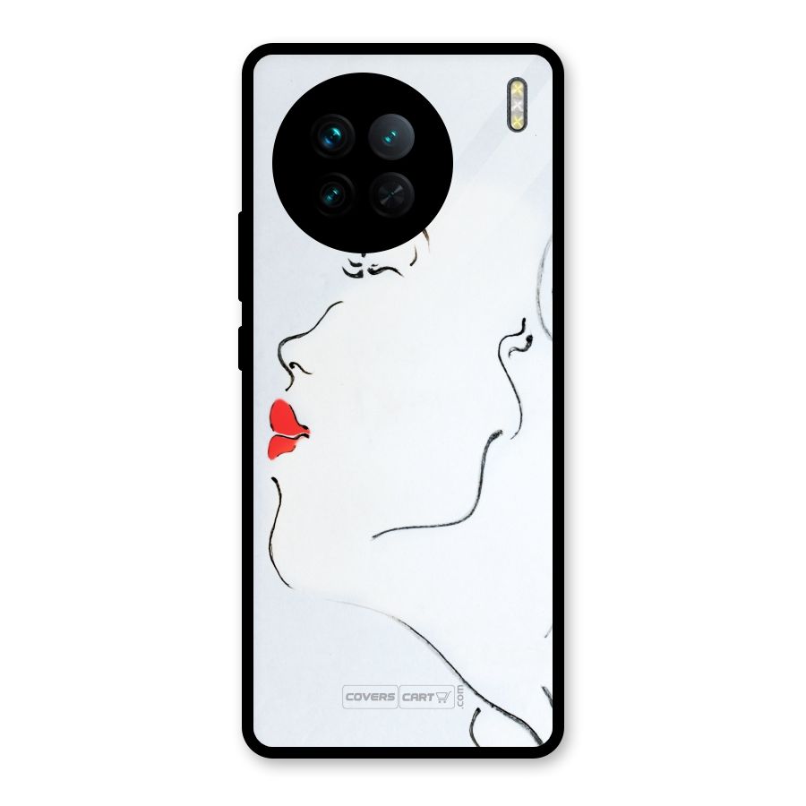 Girl in Red Lipstick Glass Back Case for Vivo X90