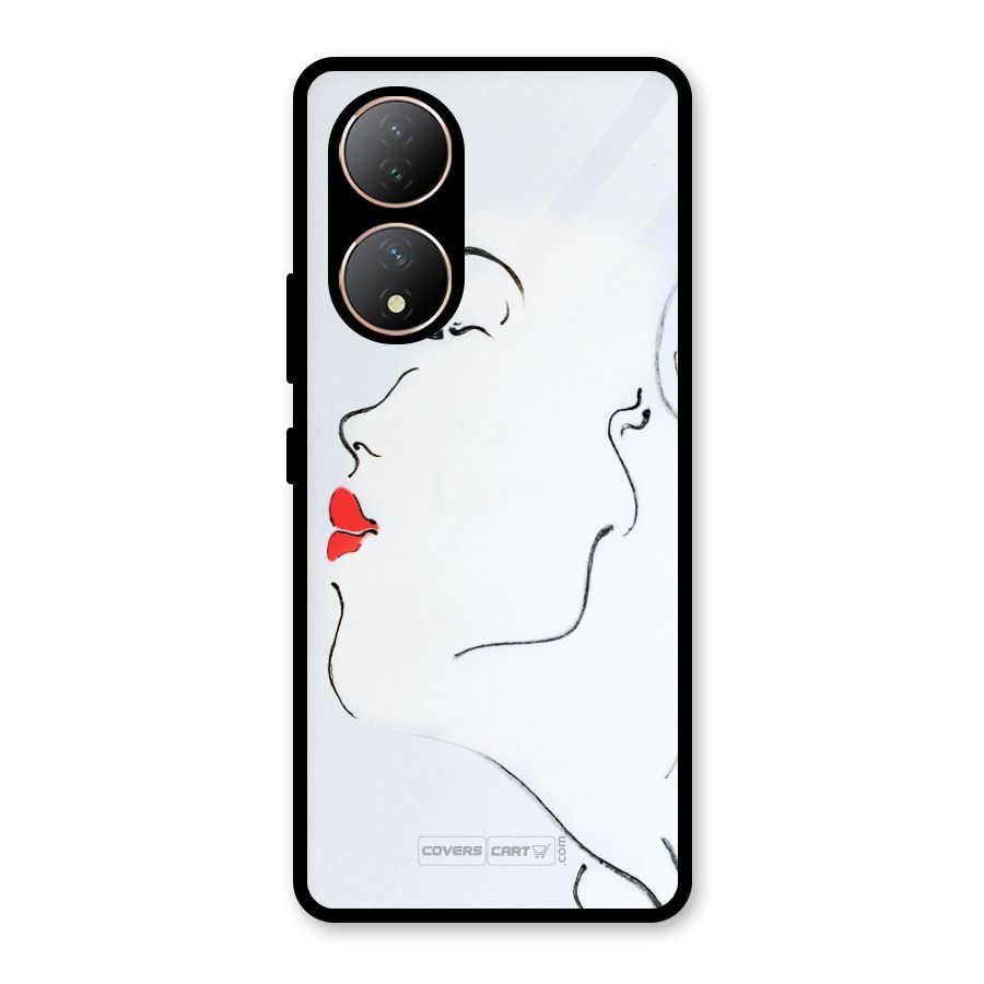 Girl in Red Lipstick Glass Back Case for Vivo Y100A