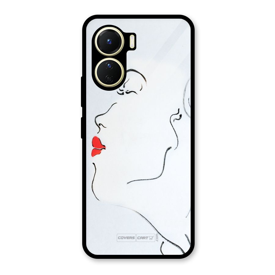 Girl in Red Lipstick Glass Back Case for Vivo Y16