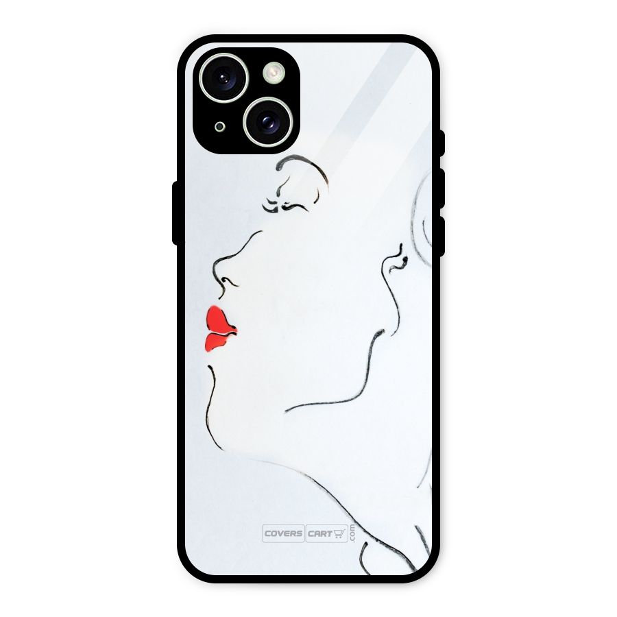 Girl in Red Lipstick Glass Back Case for iPhone 15 Plus