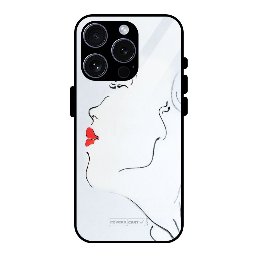 Girl in Red Lipstick Glass Back Case for iPhone 15 Pro