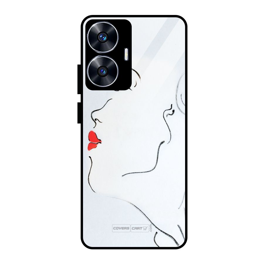 Girl in Red Lipstick Glass Back Case for realme C55