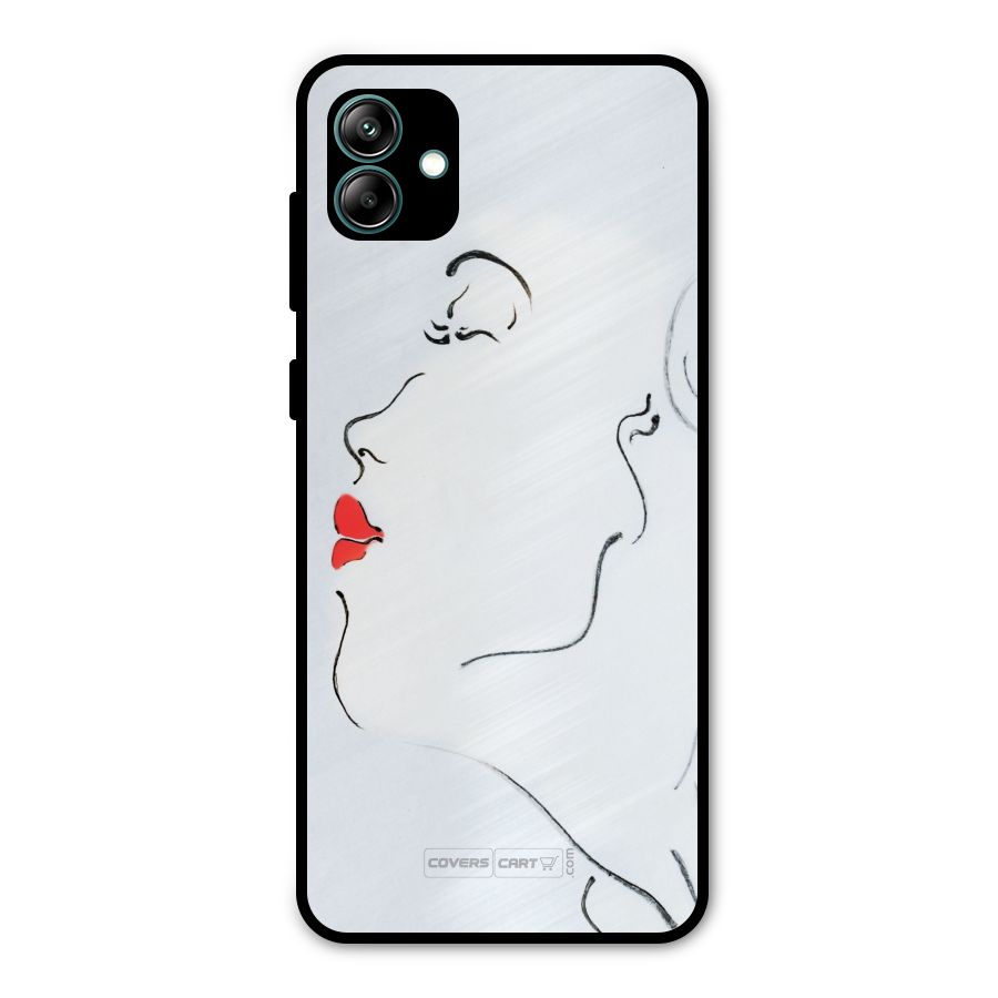 Girl in Red Lipstick Metal Back Case for Galaxy A04
