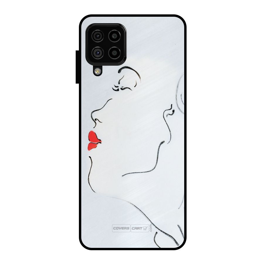 Girl in Red Lipstick Metal Back Case for Galaxy A22 4G