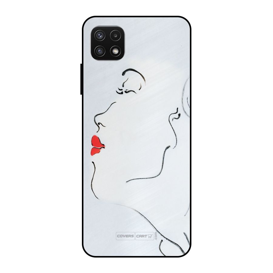 Girl in Red Lipstick Metal Back Case for Galaxy A22 5G