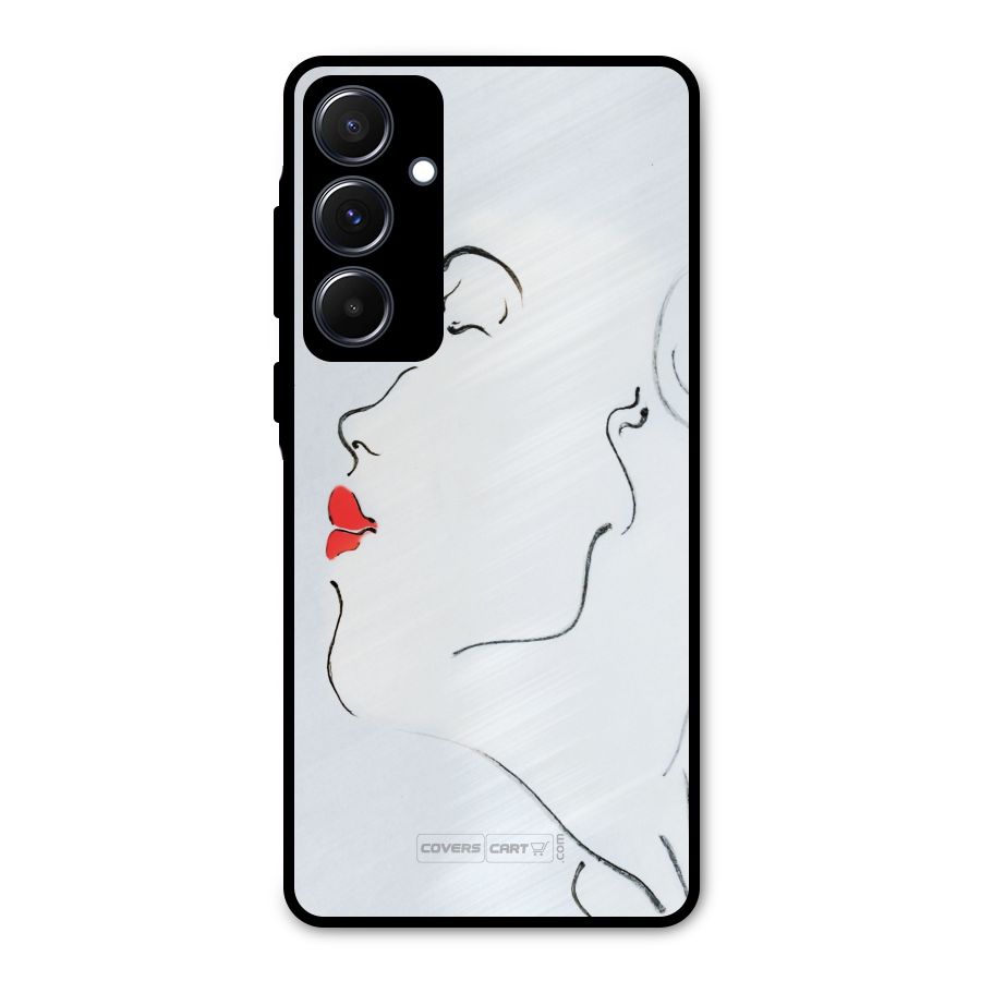 Girl in Red Lipstick Metal Back Case for Galaxy A55
