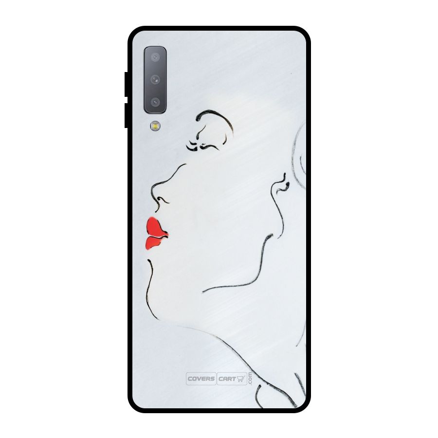 Girl in Red Lipstick Metal Back Case for Galaxy A7 (2018)