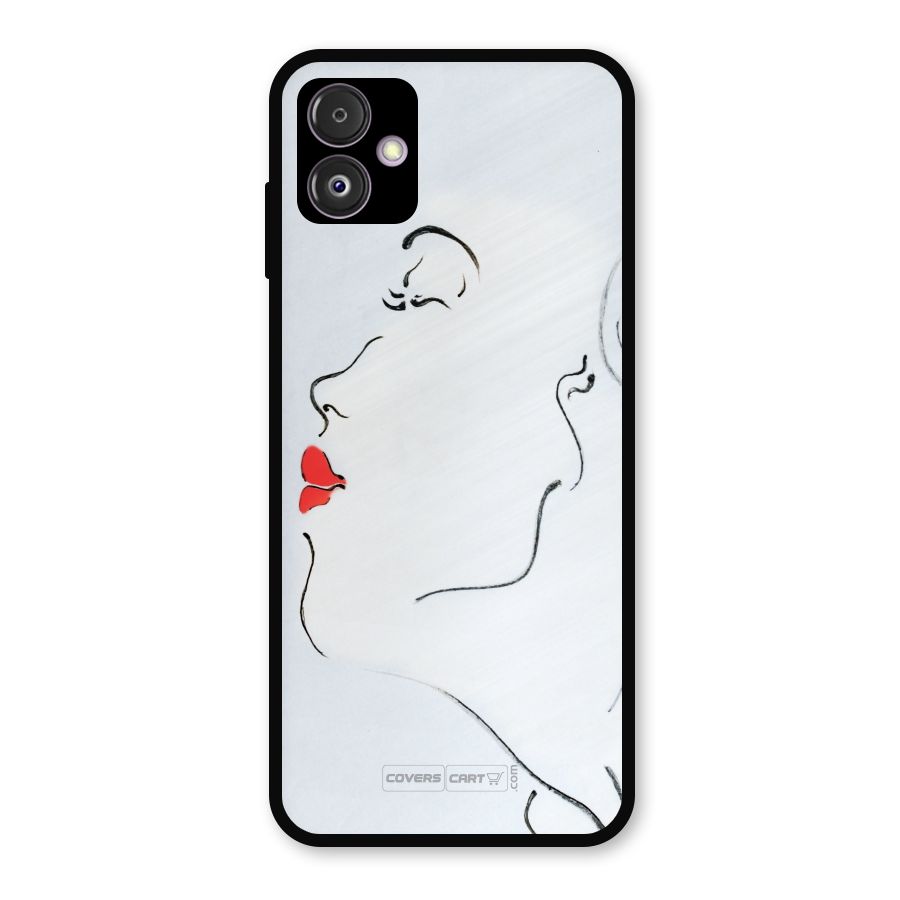 Girl in Red Lipstick Metal Back Case for Galaxy F14