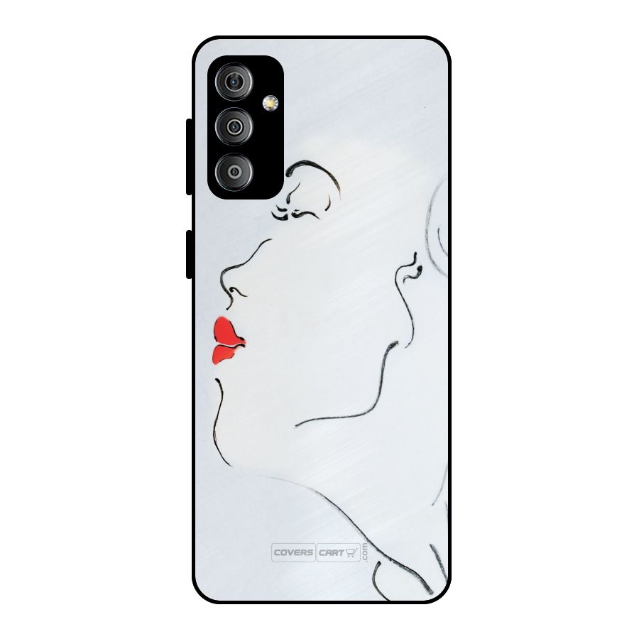 Girl in Red Lipstick Metal Back Case for Galaxy F23