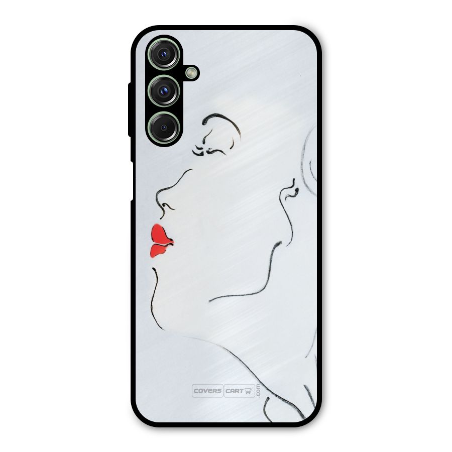 Girl in Red Lipstick Metal Back Case for Galaxy F34