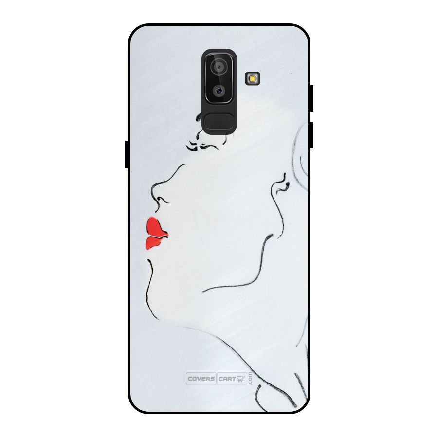 Girl in Red Lipstick Metal Back Case for Galaxy J8