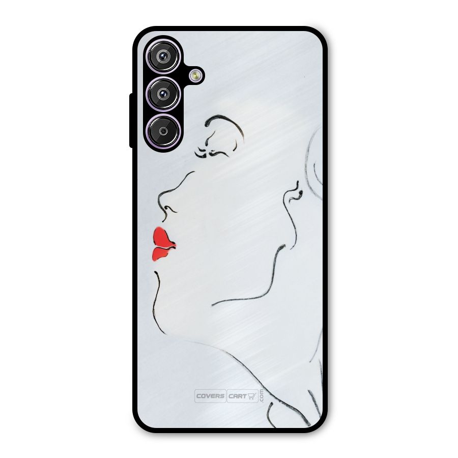 Girl in Red Lipstick Metal Back Case for Galaxy M15
