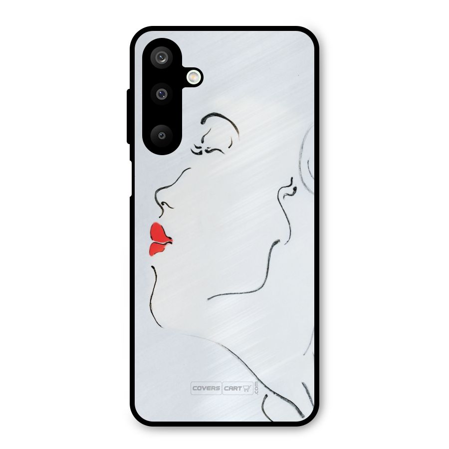 Girl in Red Lipstick Metal Back Case for Galaxy M16