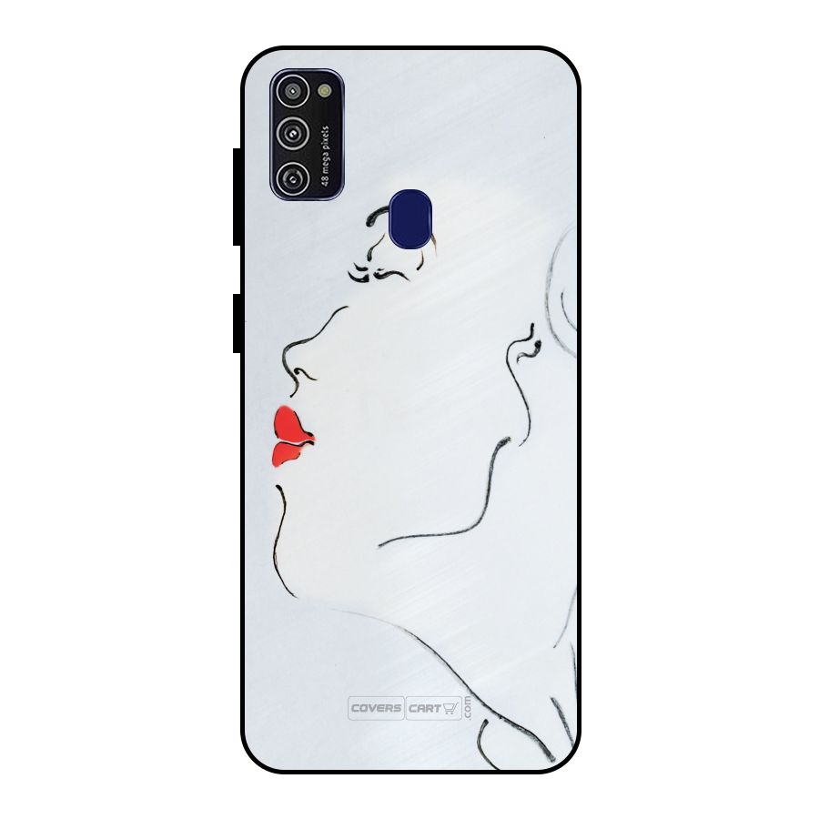 Girl in Red Lipstick Metal Back Case for Galaxy M21