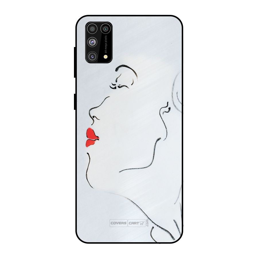 Girl in Red Lipstick Metal Back Case for Galaxy M31