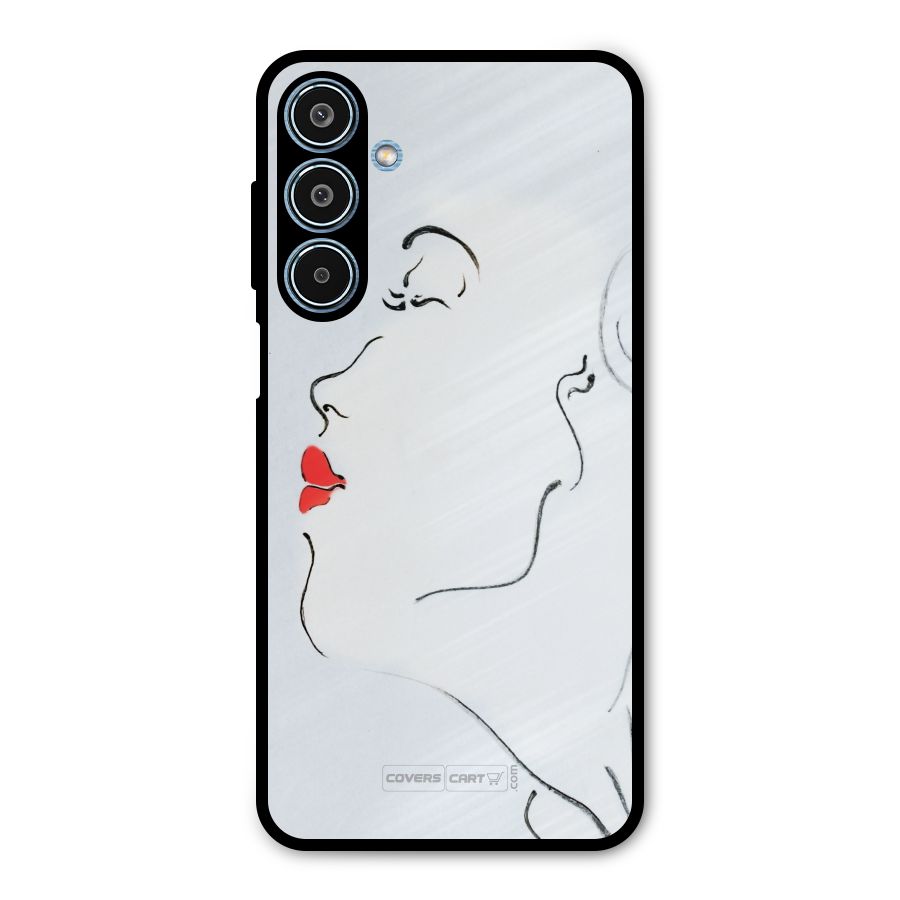 Girl in Red Lipstick Metal Back Case for Galaxy M35