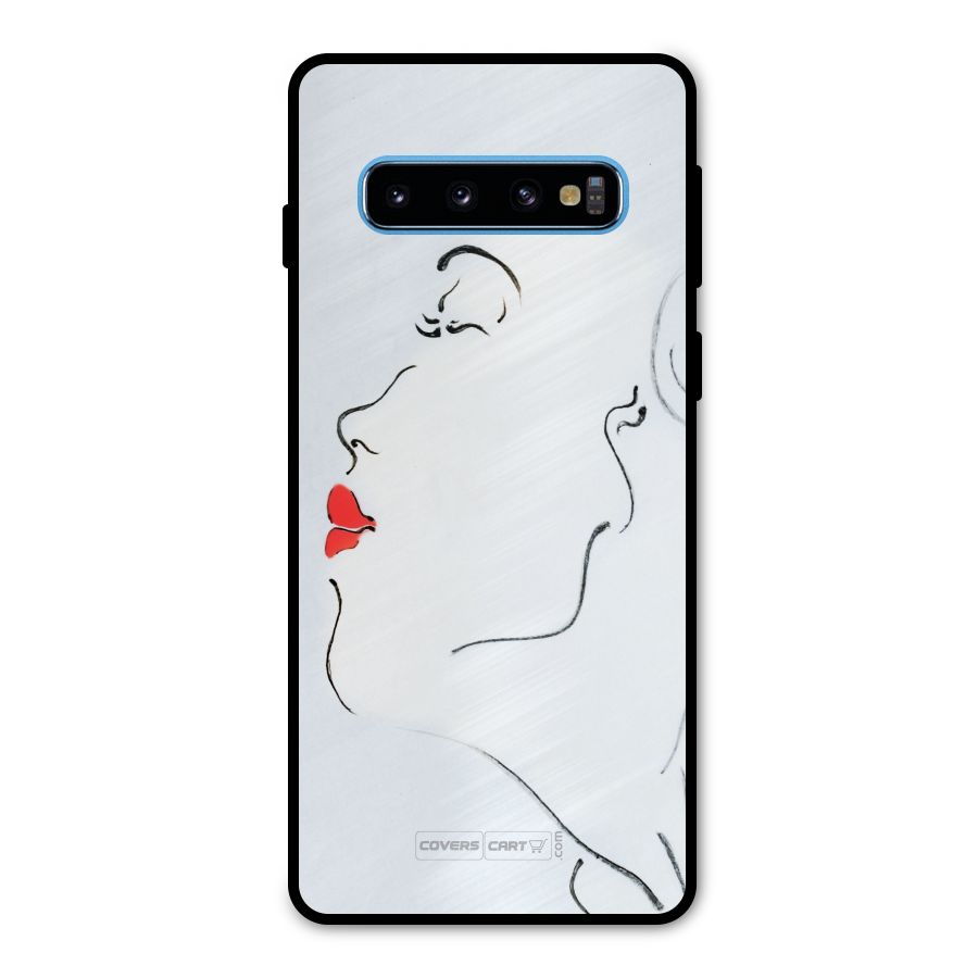 Girl in Red Lipstick Metal Back Case for Galaxy S10