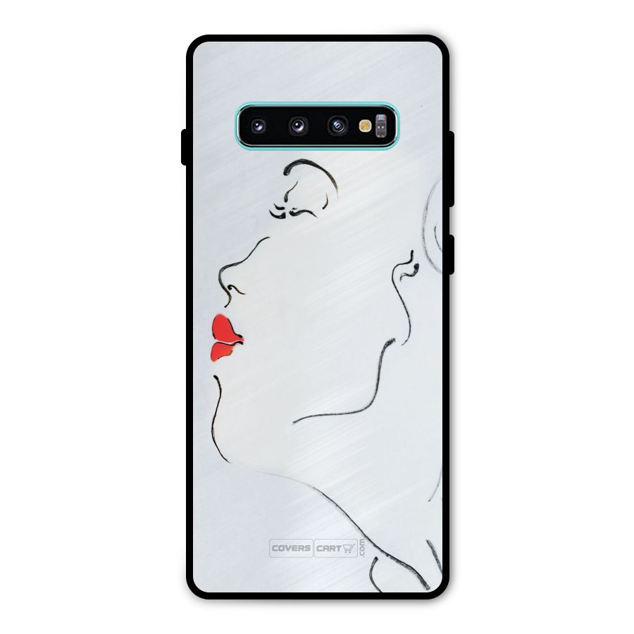 Girl in Red Lipstick Metal Back Case for Galaxy S10 Plus