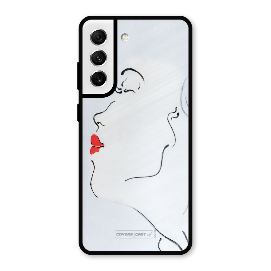 Girl in Red Lipstick Metal Back Case for Galaxy S21 FE 5G