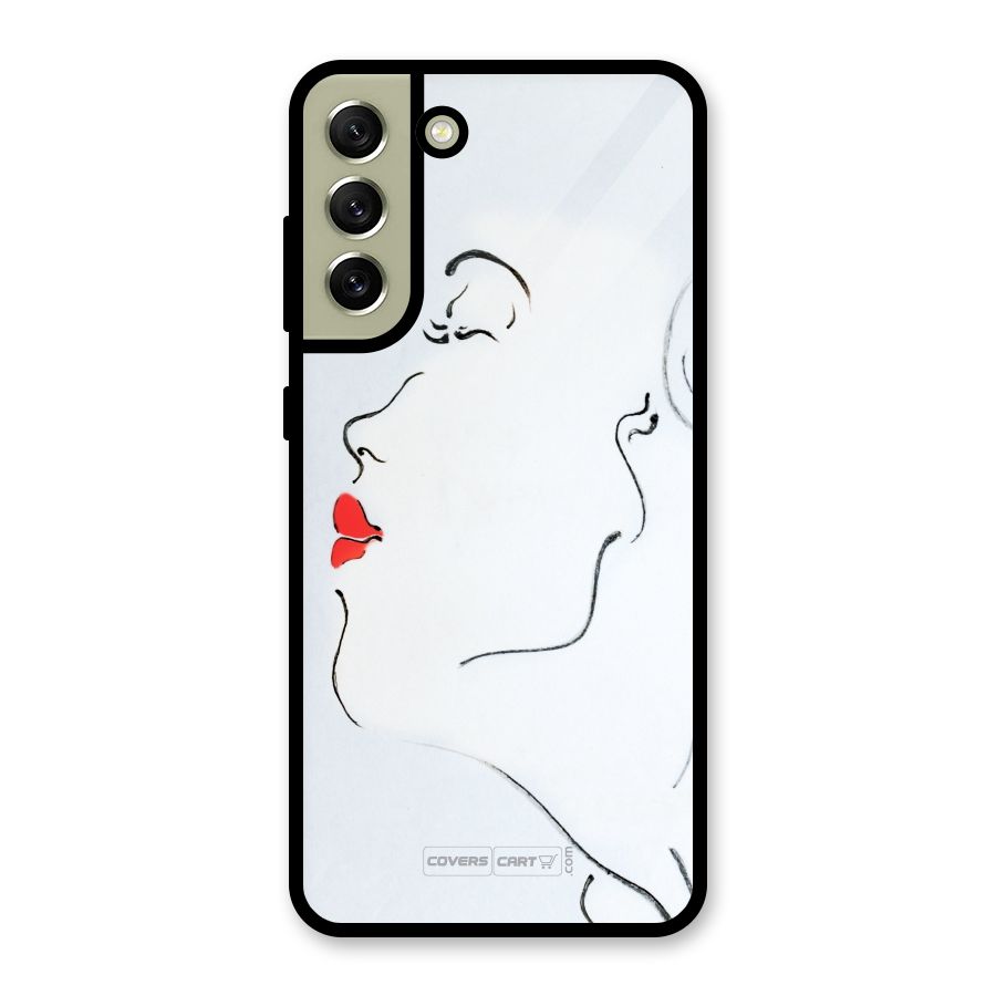 Girl in Red Lipstick Metal Back Case for Galaxy S21 FE 5G (2023)