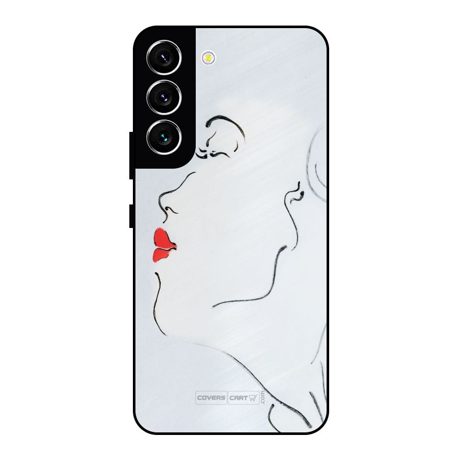 Girl in Red Lipstick Metal Back Case for Galaxy S22 5G