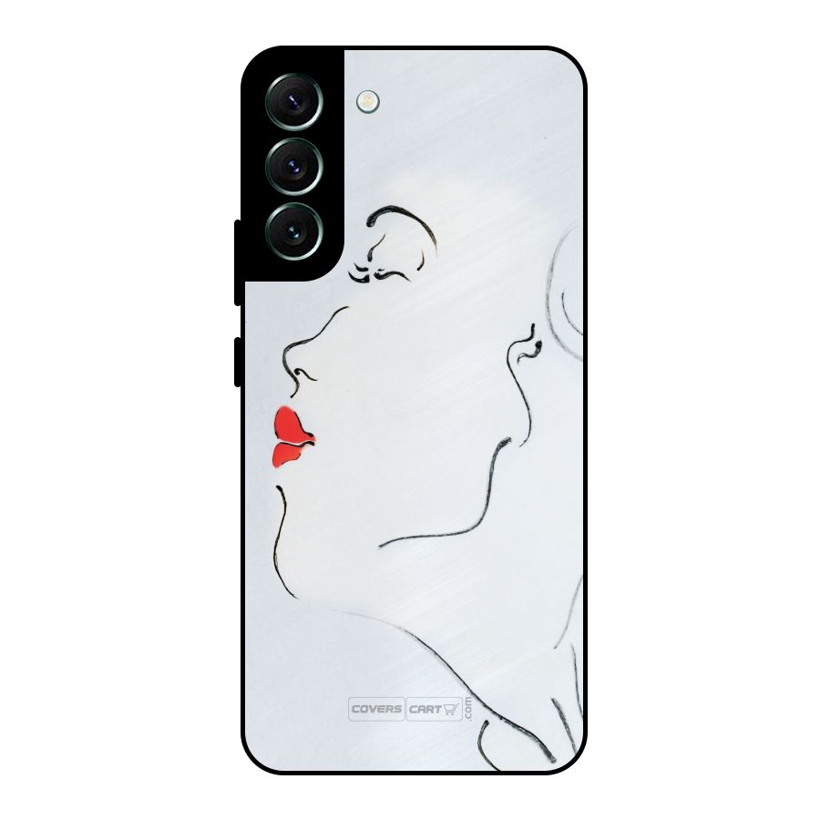 Girl in Red Lipstick Metal Back Case for Galaxy S22 Plus 5G