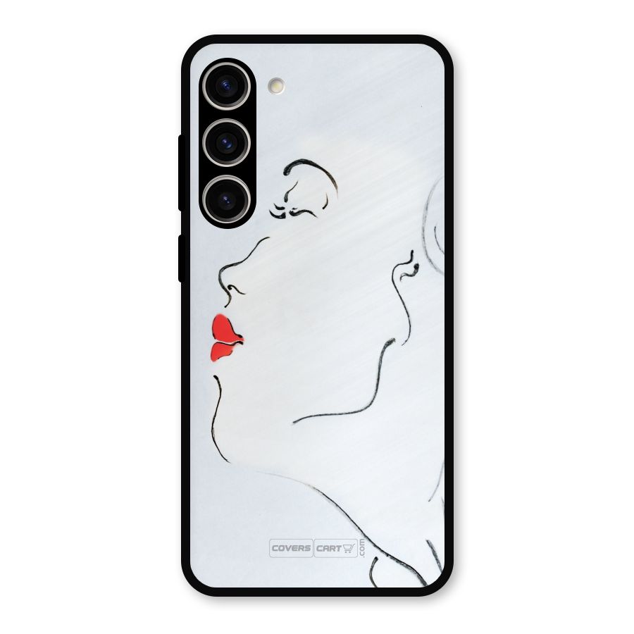 Girl in Red Lipstick Metal Back Case for Galaxy S23 Plus