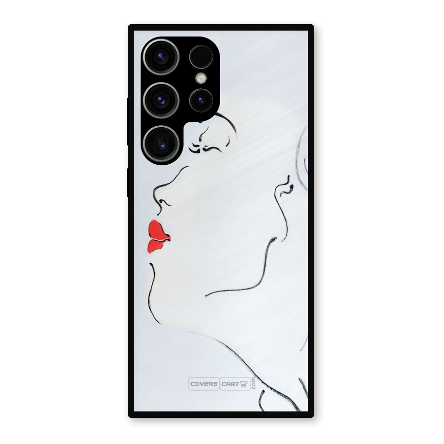 Girl in Red Lipstick Metal Back Case for Galaxy S23 Ultra
