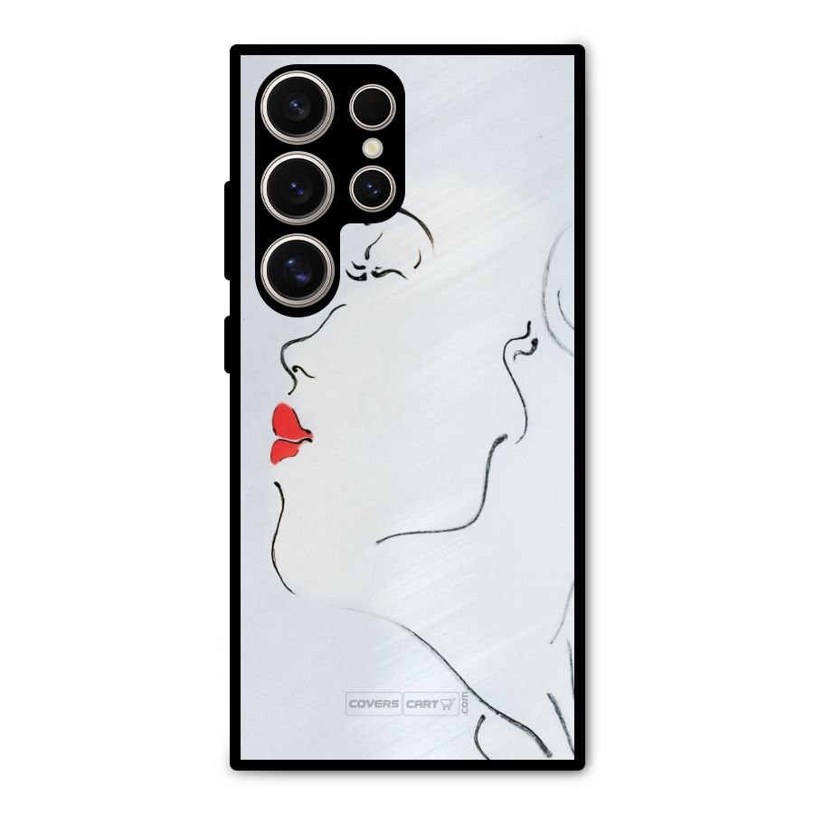 Girl in Red Lipstick Metal Back Case for Galaxy S24 Ultra