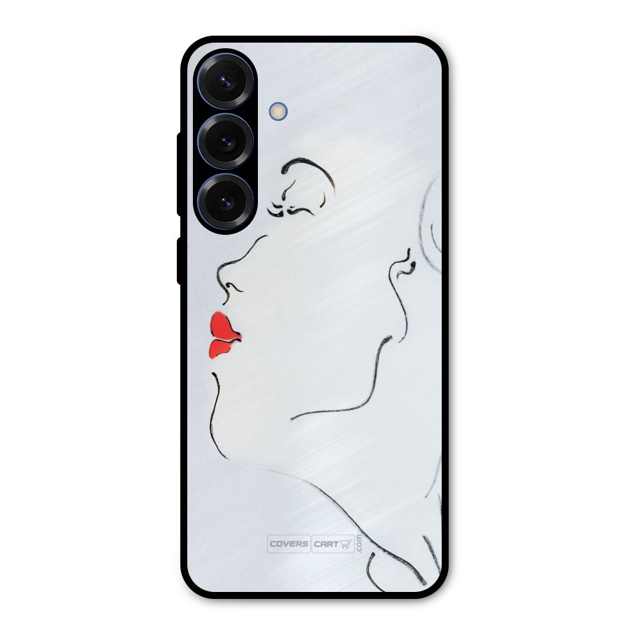 Girl in Red Lipstick Metal Back Case for Galaxy S25 Plus